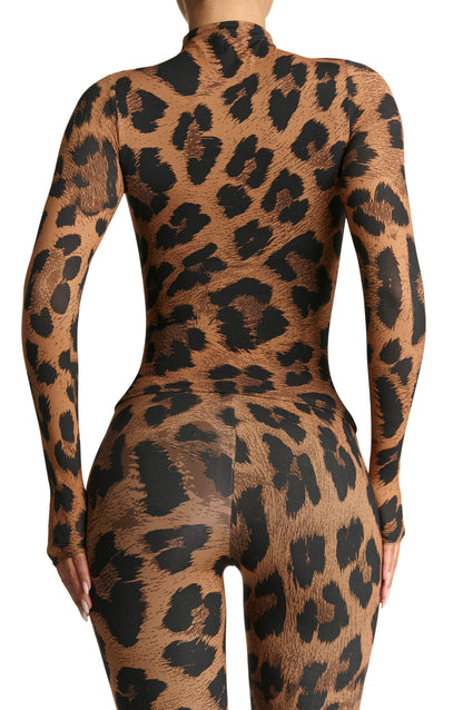 Leopard Print Turtleneck Top