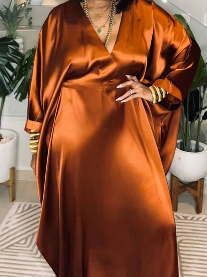 V-neck Long-sleeved Loose Dress