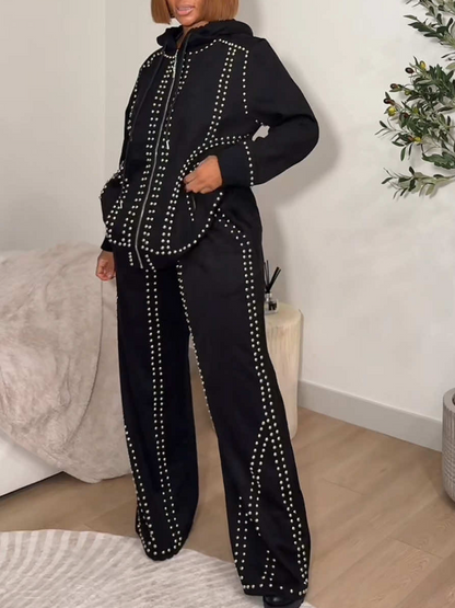 Suede Silver Rivet Set