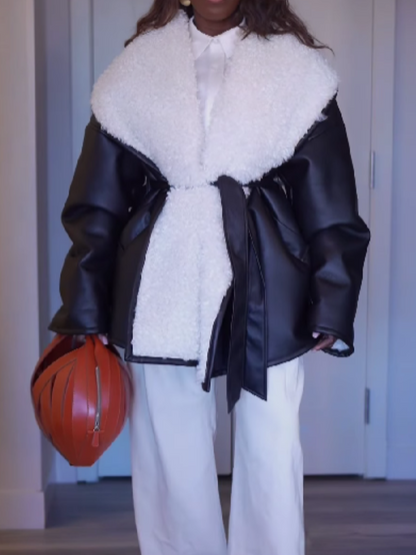 Faux Leather Lambskin Coat