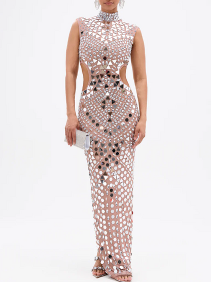 Sequined Slim Sleeveless Maxi Dress