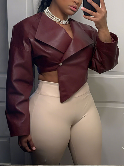 Lapel Waist Cropped Jacket