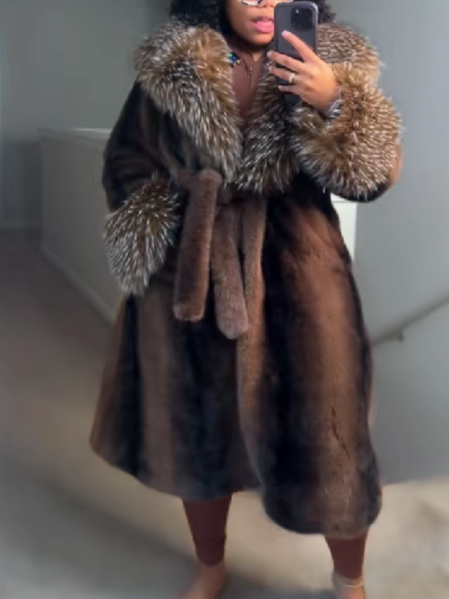 Large Plush Lapel Coat