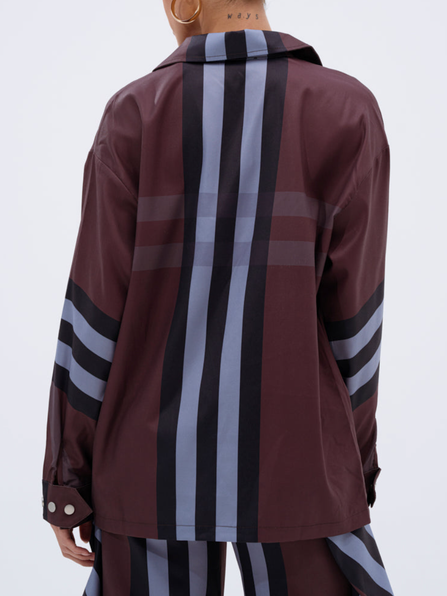 Vertical Plaid Shirt Set