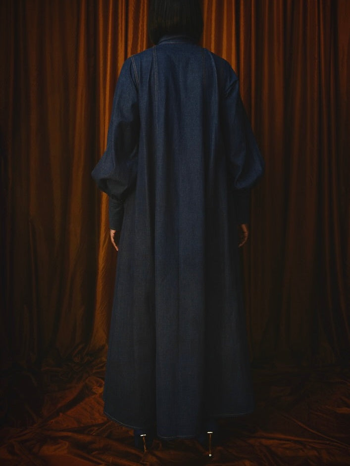 Dark Denim Flared Shirt Dress