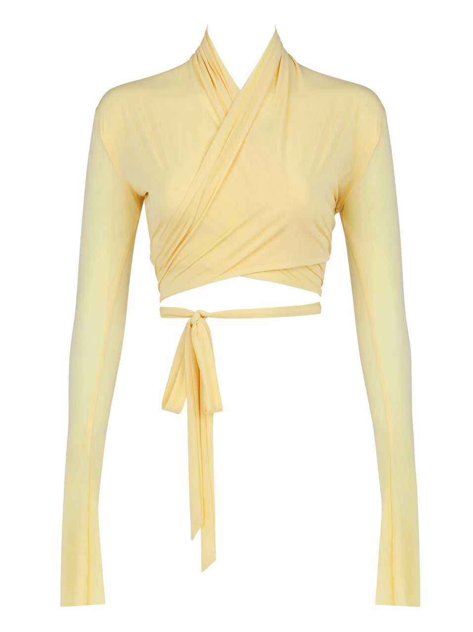 High Collared Cropped Wrap Top