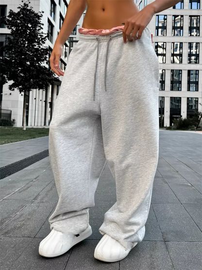 Loose-fitting Drawstring Wide-leg Pants