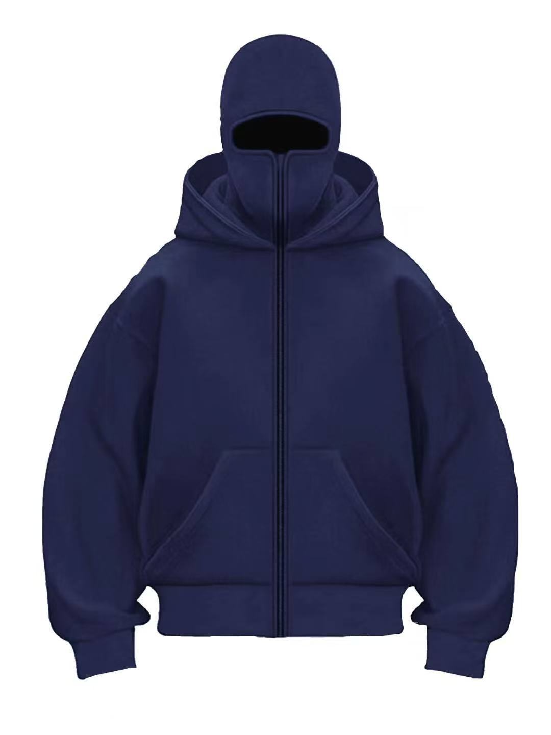 Double-layered Hooded Sweatshirt Jacket With Face Mask