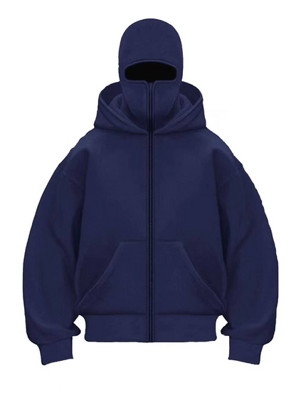 Double-layered Hooded Sweatshirt Jacket With Face Mask