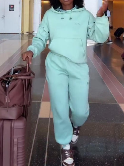 Hooded Detachable Sleeve Pants Suit