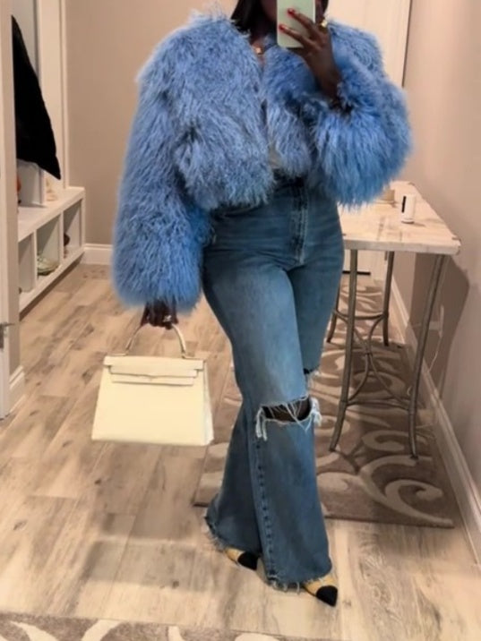 Solid Color Short Fur Coat