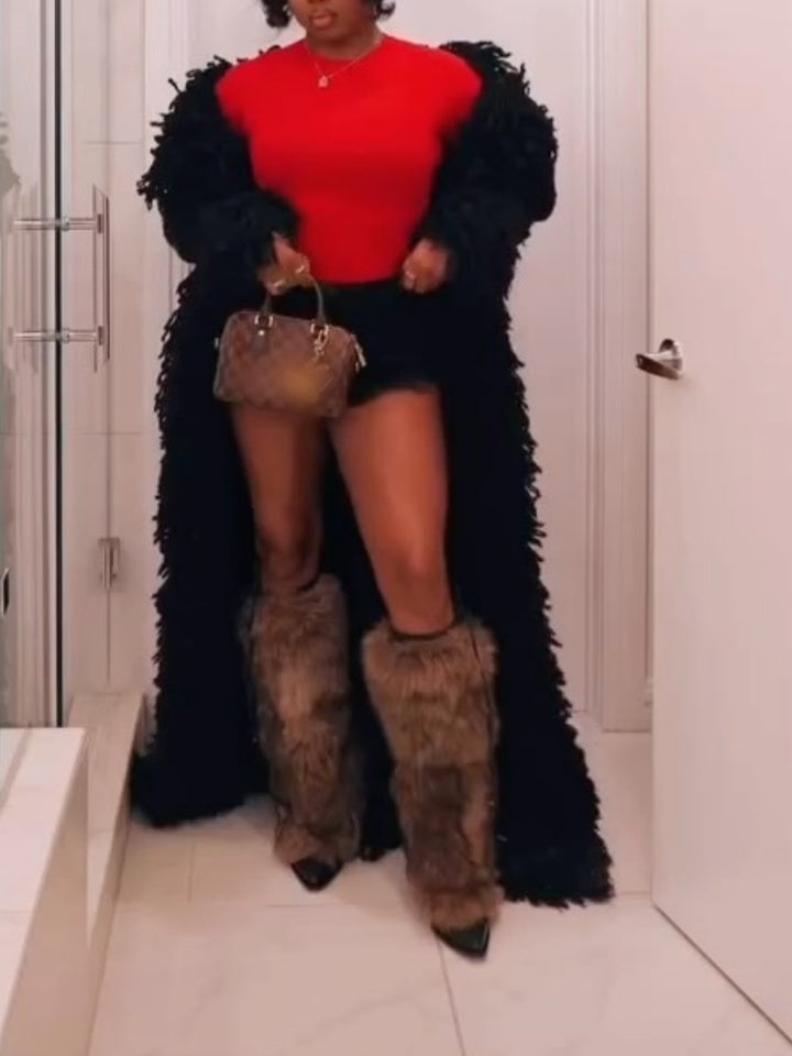 Fringe Knit Maxi Coat